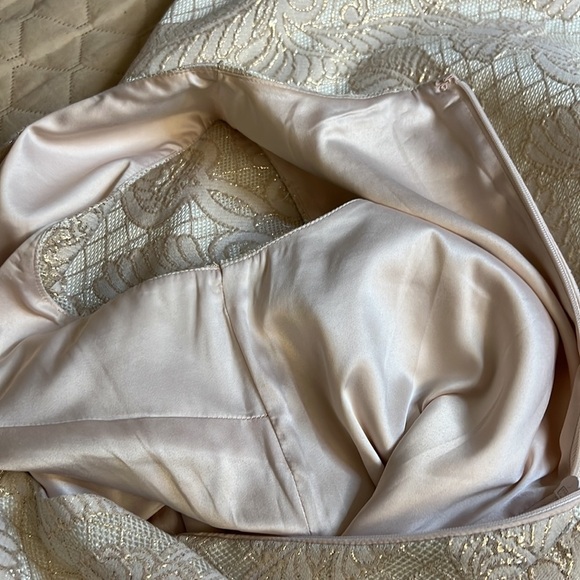 Belle Badgley Mischka Cream Gold Sleeveless Embroidered Lace Style Dress… - Picture 13 of 15